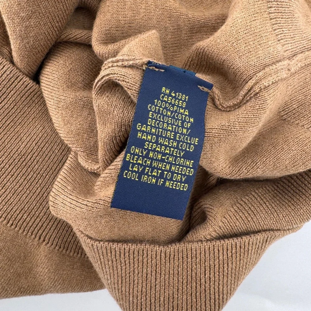 Polo Ralph Lauren Sweater Vest Mens XL Brown Pima Cotton V-Neck Pony Logo